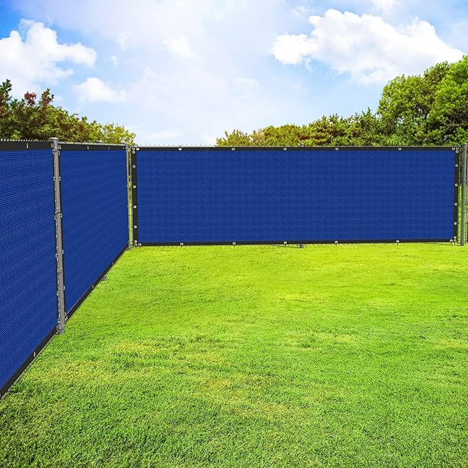 ECOOPTS 8'x209' Privacy Fence Screen Windscreen with Copper Grommets, Fit for Commercial Fence and Residential Garden Outdoor 90% UV Blockage, Cable Zip Ties Included (Blue)