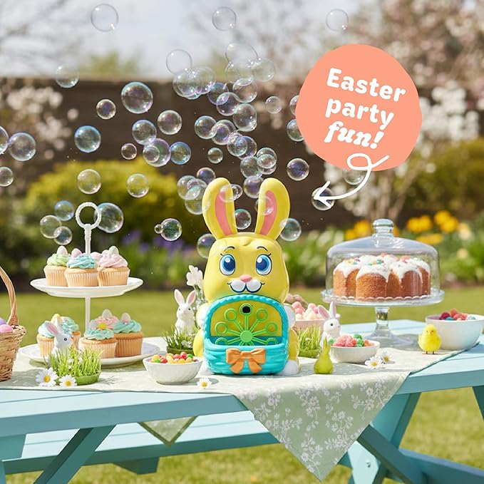 Move2Play, Bunny Bubble Blower | Easter Toy & Gift for Toddlers & Kids | Bubble Machine Toy for Girls & Boys Ages 1-4+ | Indoor/Outdoor Fun | Birthday & Easter Basket Stuffer