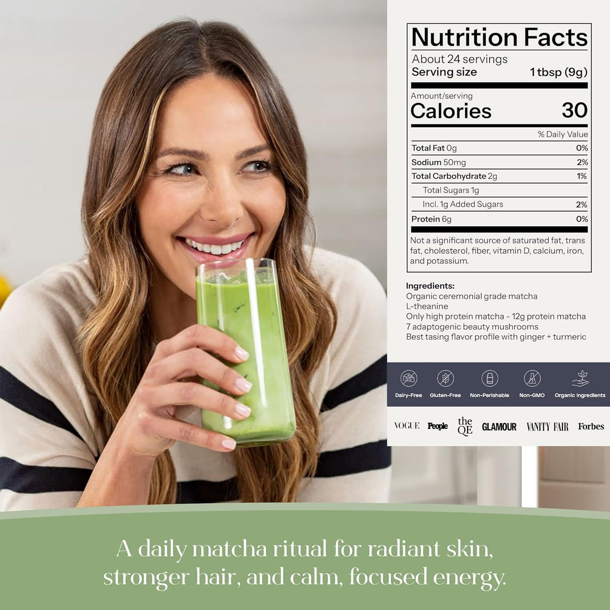 Kroma’s Beauty Matcha Latte Powder 7.18 Oz, 204g, 24 Servings – Collagen Ceremonial Grade Matcha Green Tea with Protein for Glowing Skin & Hair