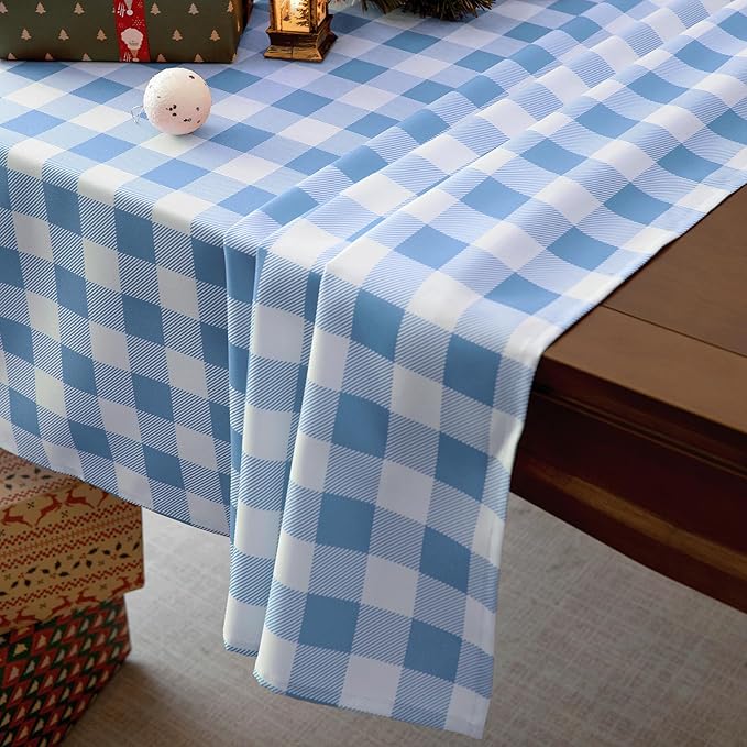 Waterproof Checkered Tablecloth Fabric - Rectangle 58x84 Inch Classic Gingham Buffalo Plaid Table Cloth for Indoor/Outdoor Use - Washable Table Cover for Kitchen, BBQs, and Parties