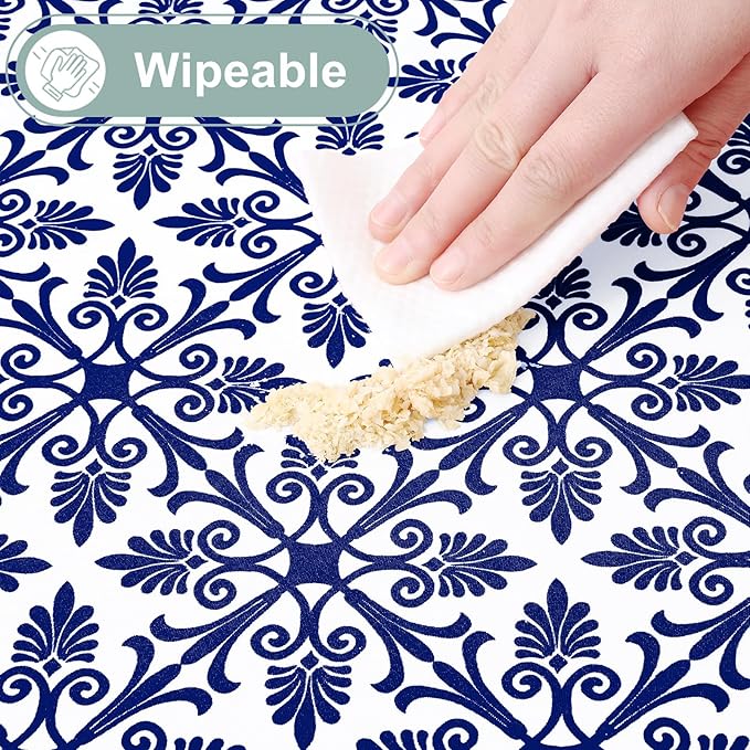 misaya Picnic Table Cover with Bench Cover, Waterproof Elastic Fitted Tablecloth for 8 Foot Tables, Rectangle Washable Polyester Tablecloths for Picnic, Camping, Outdoor (Navy, 30" x 96")