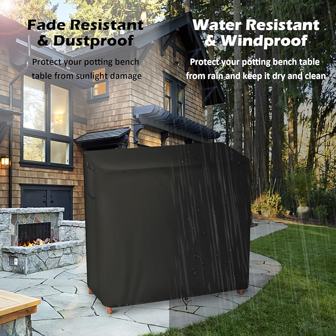 Outdoor Kitchen Cabinet Cover 39.4x18.1x35.8, Waterproof Covers for Garden Storage Cabinets with Potting Bench, Heavy Duty Weatherproof Cover for Potting Bench Table and Outdoor Workstation