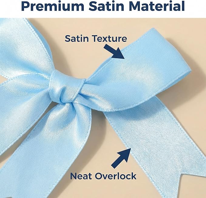 Blue Gift Wrap Bows - 100 Pcs 3.3 Inch Elegant Satin Bows for Baby Boy Shower, Easter Decorations, Spring Parties, Nautical Theme, Gift Wrapping, Wedding Decor, Birthday, Crafts