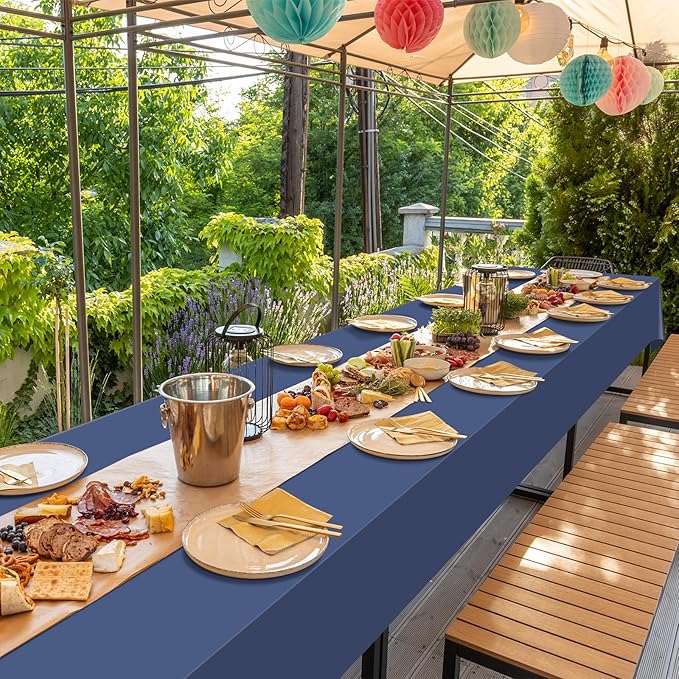 16 Pack Navy Blue Plastic Tablecloth for Rectangle Tables, Premium Decorative Navy Blue Disposable Table Cloths for Parties, Rectangle Party Table Cover for Birthday Wedding Banquet Event, 54x108 Inch