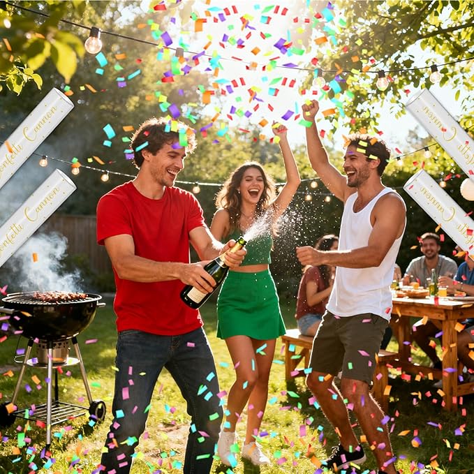 12" Confetti Poppers with Colorful Filling - Confetti Cannon Party Poppers for Birthday Wedding Graduations Fiesta Christmas New Year Celebrations - Easy to Use, Biodegradable Confetti - Pack of 2