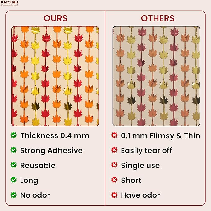KatchOn, Thanksgiving Decor Fringes – Pack of 2 | Maple Leaf Fringes for Thanksgivng Decorations, Friendsging Decorations, Harvest Decorations, Indoor, Outdoor, Friendsgiving Party Decorations