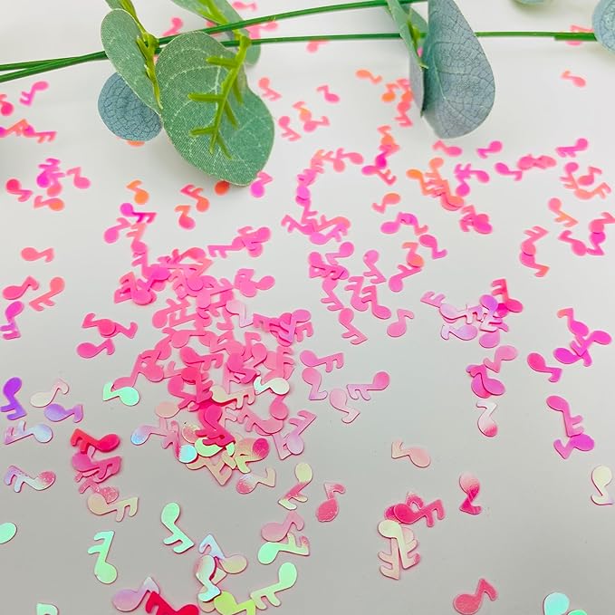 3000Pcs Music Confetti PVC Music Note Musical Confetti for Music Party Recital Reception Baby Shower Wedding and Birthday Party Decoration (Pink)