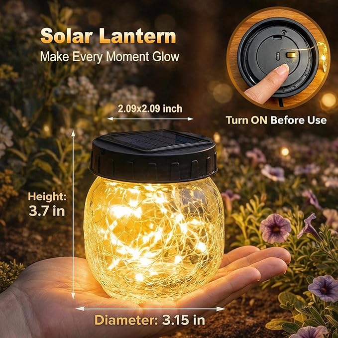 2 Pack Small Solar Lanterns Outdoor Waterproof, Cracked Glass Hanging Globe Lights for Backyard Patio Garden Pathway Balcony and Table Decor, Warm White - Gifts for Women Mom Homeowners