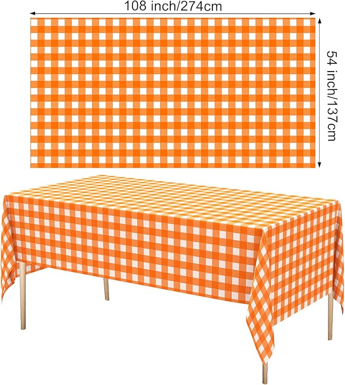 Remagr Checkered Table Cloth 54 x 108 Inch Disposable Buffalo Plaid Plastic Table Cloth Waterproof Rectangle Gingham Tablecover for Picnic, Dining, Birthday Party Decor