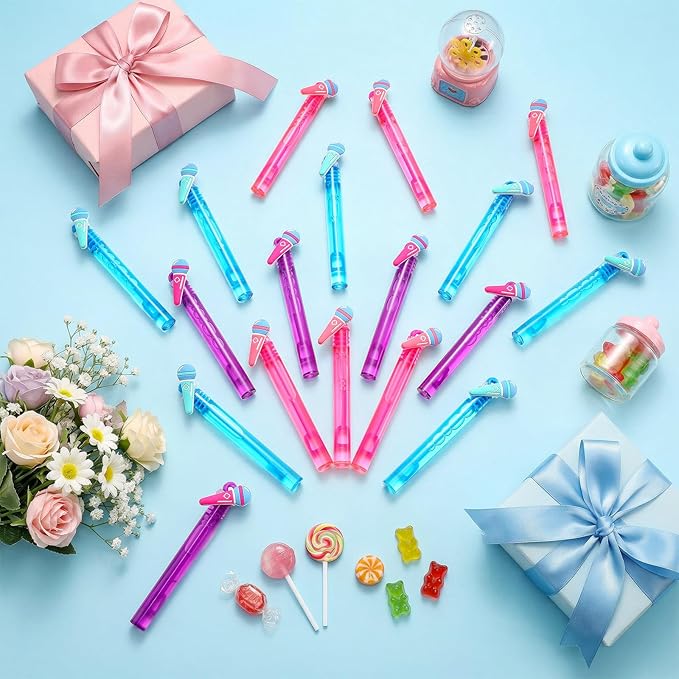 Jenaai 24 Pcs Music Bubble Wands Kpop Microphone Bubbles Party Favors for Fan Meeting Anime Theme Birthday Party Goodie Gift Bag Stuffers Outdoor Activity