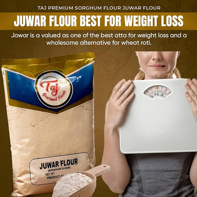 TAJ Premium Sorghum Flour Juwar Flour, Jowar, No Salt, 2-Pounds