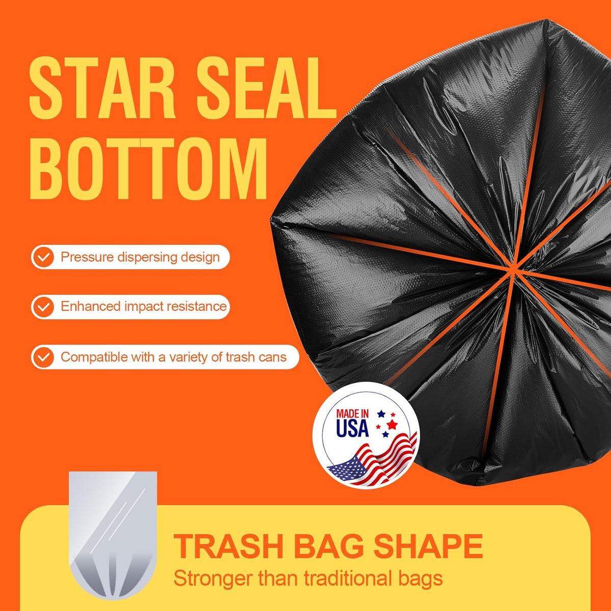 Delxo 55-60 Gallon Black Trash Bags, 100 Count – 0.9 Mil Medium Duty Garbage Bags, Thick, Durable & Puncture-Resistant Plastic, Perforated Design – Made in USA for Kitchen, Yard, Office & Party