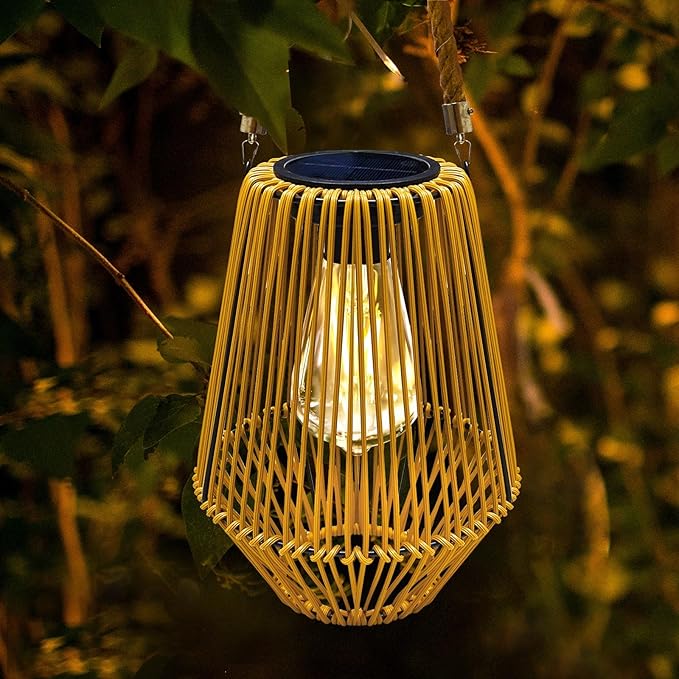 Solar Lantern,Outdoor Solar Lanterns Waterproof for Outside Hanging Woven Lantern Boho Lamp Lights Decoration for Garden,Yard,Patio,Porch,Trees,Lawn,Pathway,1 Pack