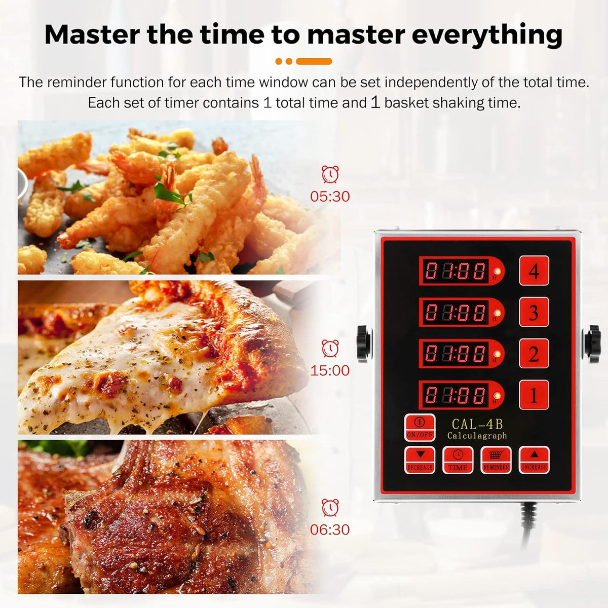 Beamnova 4 Channel Digital Kitchen Timer Cooking Loud Alarm Stainless Steel Clock Hours and Minutes Seconds Volume Control Electronic Calculator