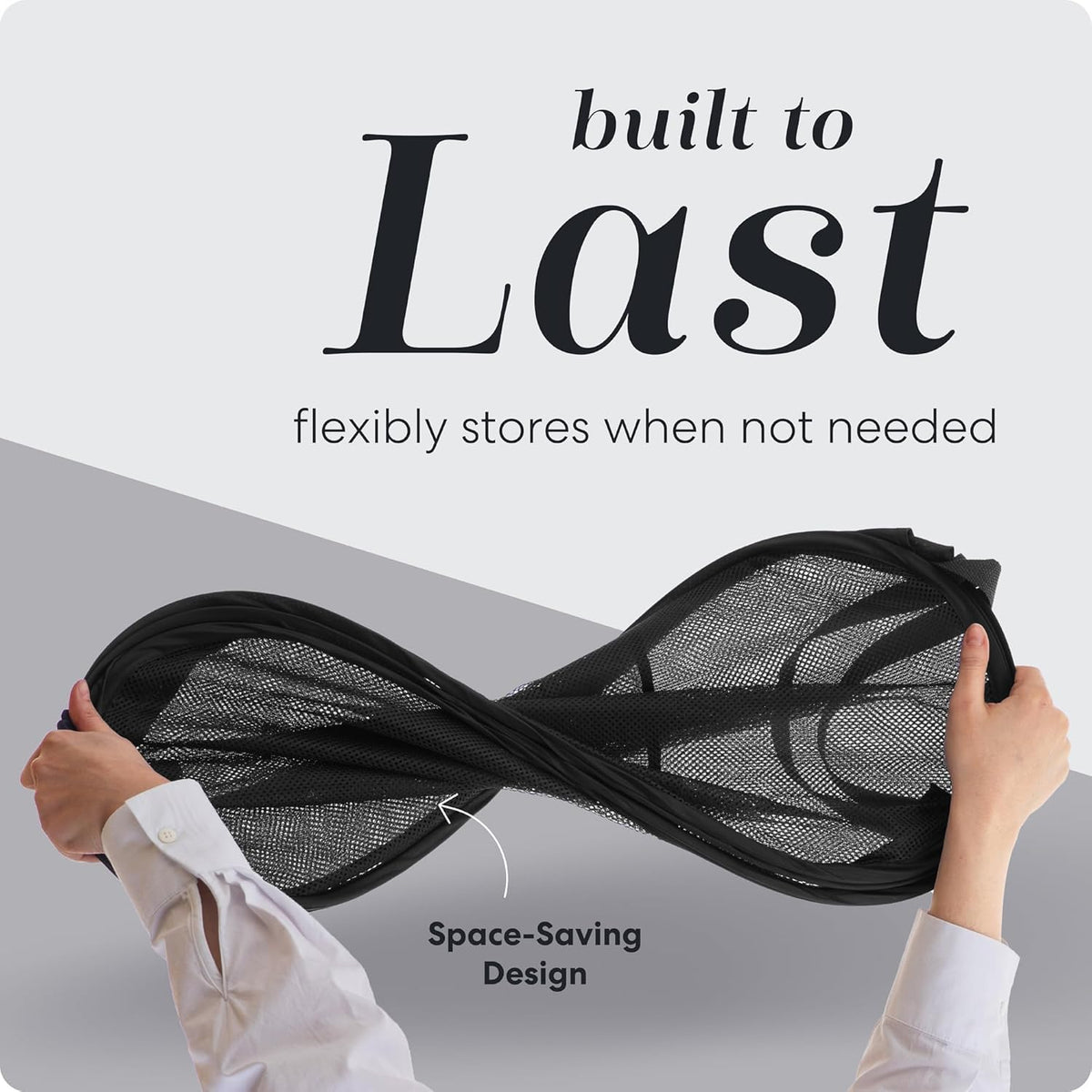 Handy Laundry Collapsible Mesh Pop Up Hamper with Wide Opening and Side Pocket - Breathable, Sturdy, Foldable, and Space-Saving Design for Clothes and Storage (Black | 2-Pack)