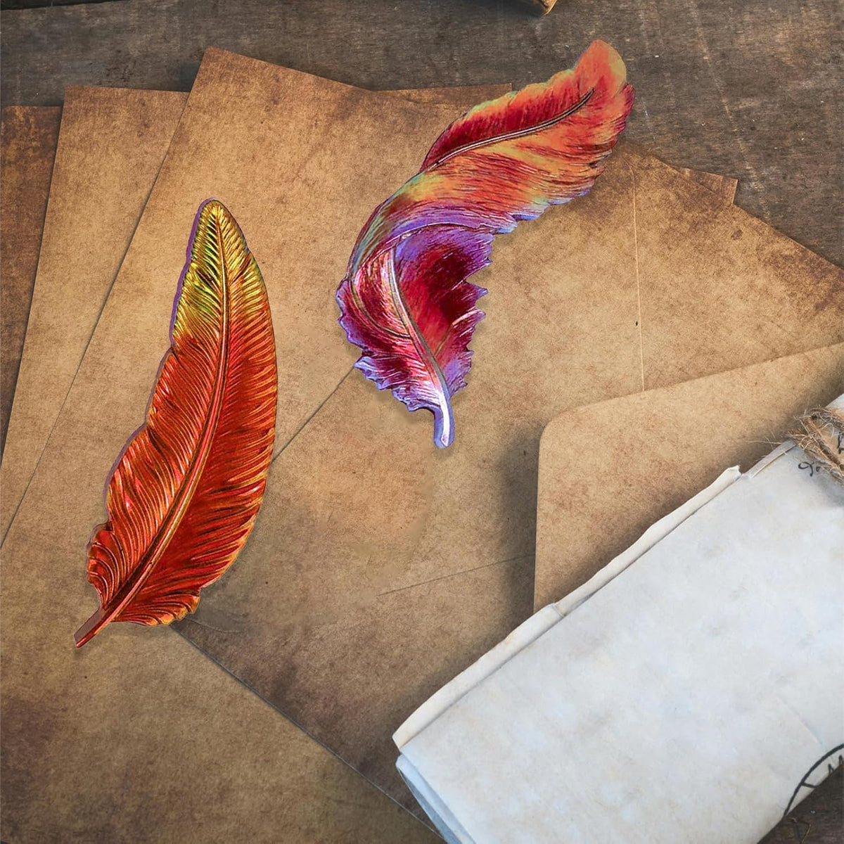 Wehous 3PCS Feather Resin Mold 3D Feather Shape Silicone Molds for Epoxy Resin Casting Concrete Wall Hanging Keychain Jewelry Pendant Decor Mould DIY