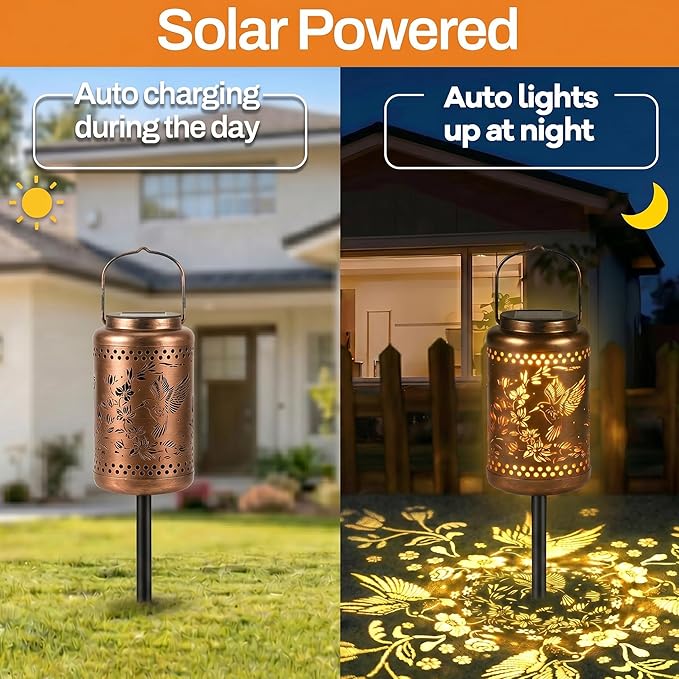 Hummingbird Solar Lanterns Outdoor Waterproof,Birthday Gifts for Women Mom Grandma,Decorative Hanging Garden Decor for Yard, Patio, Backyard, Porch