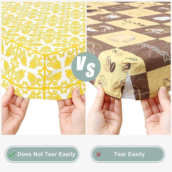 misaya Picnic Table Cover with Bench Cover, Waterproof Elastic Fitted Tablecloth for 6 Foot Tables, Rectangle Washable Polyester Tablecloths for Picnic, Camping, Outdoor (Yellow, 30" x 72")