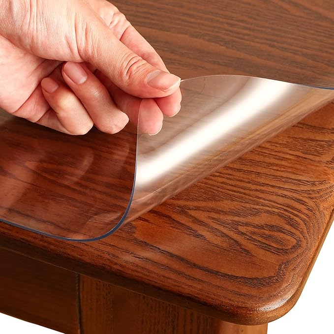 36 x 60 Inch Clear Table Cover Protector Rectangle, 1.5mm Transparent Plastic Table Protector Waterproof, Anti-Scratch Clear Desk Mat for Office Desktop Dresser Dining Table, FDA Compliant