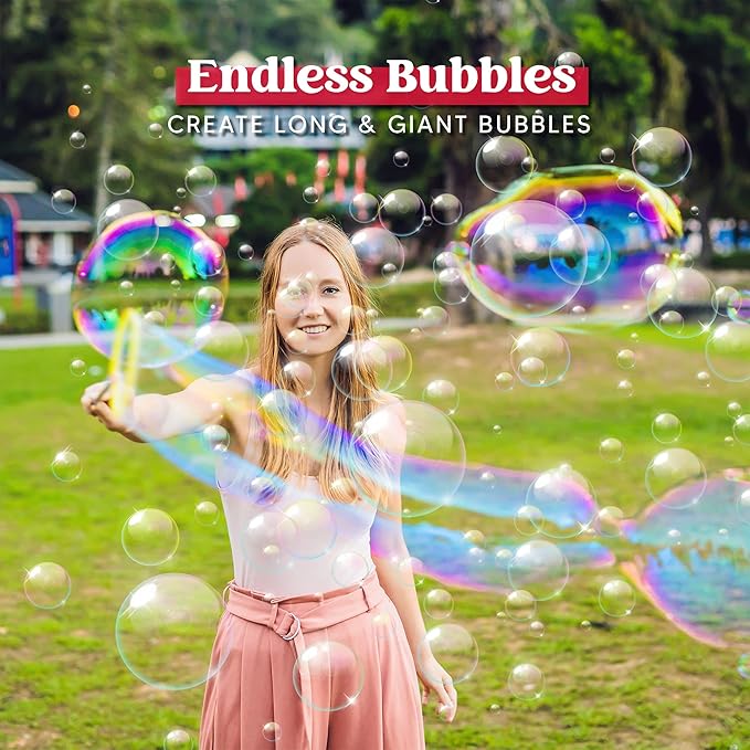 JOYIN Big Bubble Wands Set Bulk for Kids Summer Outdoor Toy Game Activity Party Favors, 18 Pcs Giant Bubble Maker with Tray, 12" Large, 6 Pcs Solution Suitable for All Age People