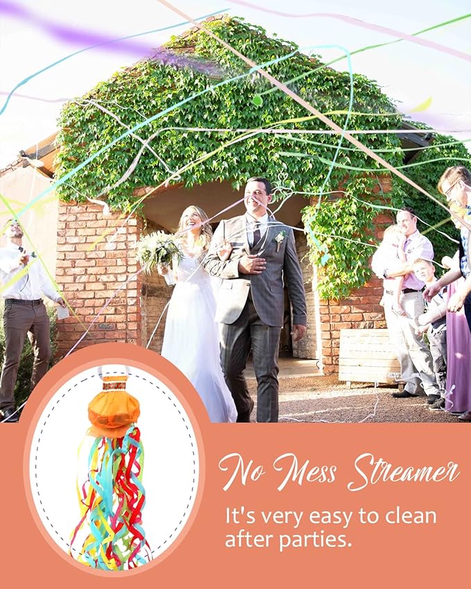 BATTIFE Streamers Poppers - Hand Throw Confetti Poppers, No Mess Paper Crackers for Birthday Wedding Party Celebrations, Colorful, 16.4Ft/5M (20Pack)