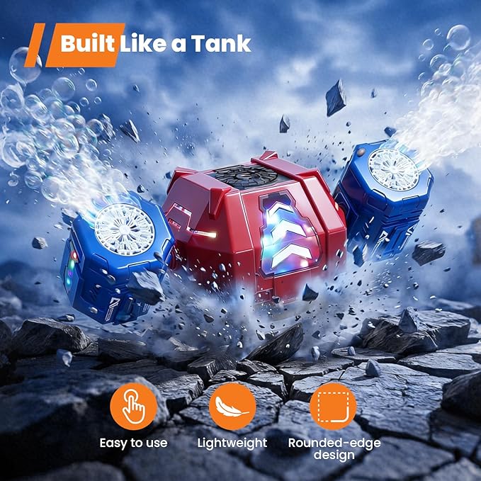 GoGonova Bubble Machine, 30000+ Bubbles/Min Rechargeable Kids Bubble Machine with Remote Control, Big Bubble Blower Maker, 360° Auto Rotation & 2 Speeds, 7-Color RGB Lights, Mecha Leader