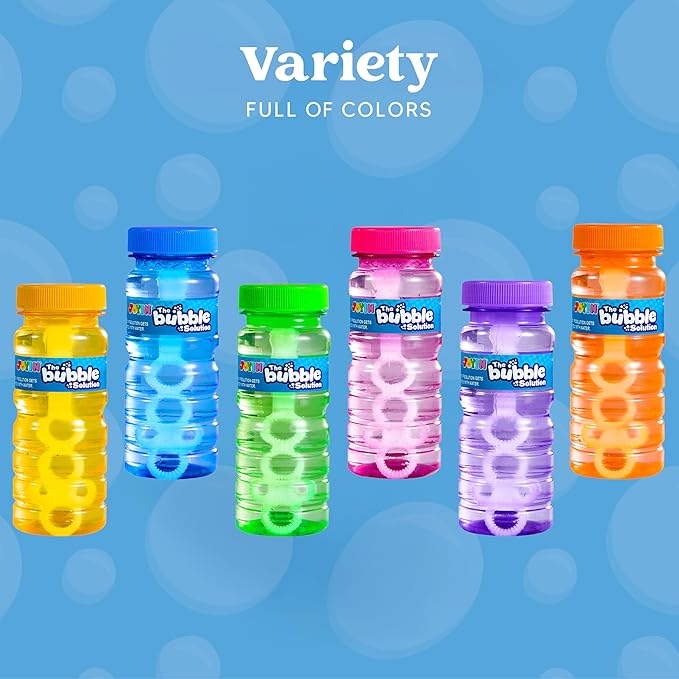 JOYIN 36 Pcs Bubble Bottles with Wand Assortment for Kids, 4oz Blow Bubbles Solution Novelty Summer Toy - Activity Party Favor Assorted Colors Set, Party Favors, Birthday