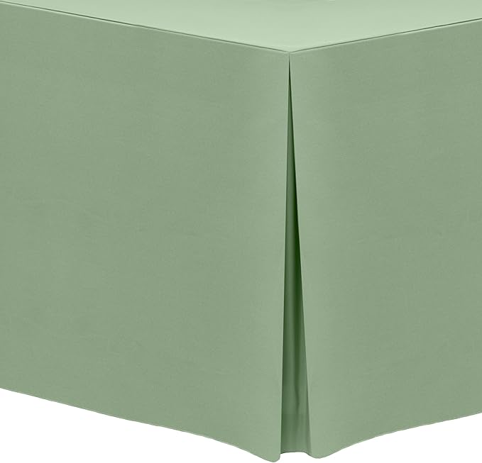 Ultimate Textile -10 Pack- 5 ft. Fitted Polyester Tablecloth - Fits 30 x 60-Inch Banquet and Folding Rectangular Tables - 42" H, Sage Green