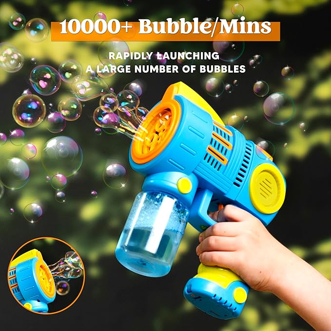Sloosh 2 Packs Bubble Gun Machine with Refill Solution, Automatic Bubble Maker Blower for Kids, Outdoors, Party, Easter, Summer, Easter Basket Stuffers, Birthday Gift