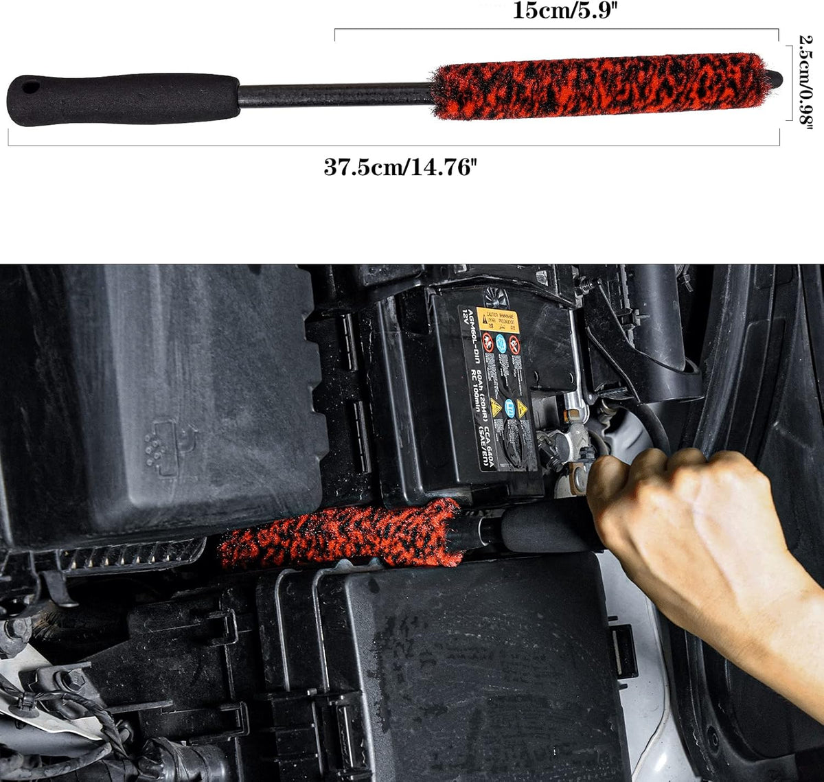 3 Pcs Soft Wheel Brushes for Cleaning Wheels Kit - 1x Synthetic Soft Car Wheel Rim Brush，1x Long Handle Cleaning Brush and 1x Car Detail Brush