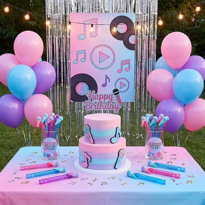 Jenaai 24 Pcs Music Bubble Wands Kpop Microphone Bubbles Party Favors for Fan Meeting Anime Theme Birthday Party Goodie Gift Bag Stuffers Outdoor Activity
