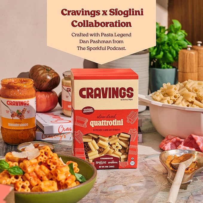 Cravings x Sfoglini Quattrotini Pasta 2 Pack, Organic Durum Semolina Pasta Noodles, Bronze-Die Cut Italian-Inspired Shape, 16oz each