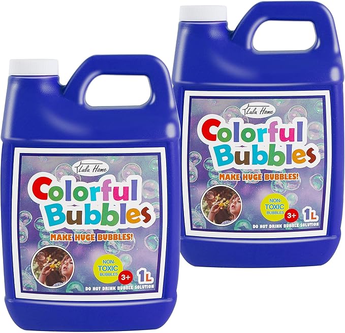 Lulu Home 2 Packs Bubble Concentrated Solution, 1 L/ 33.8 OZ Bubble Refill Solution for Kids Bubble Machine, Giant Bubble Wand, Bubble Blower Toys, Birthday Party Favors (Dark Blue Bottle)