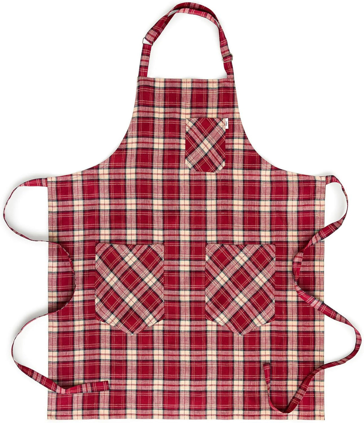 Solino Home Linen Bib Apron for Men & Women - Burgundy Kitchen Apron with Front Pockets - Handcrafted from European Flax