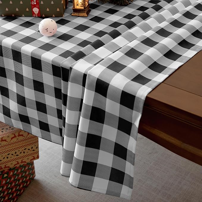Classic Gingham Plaid Tablecloth Fabric - Rectangular 58x102 Inch Water Resistant Checked Table Cloth for Indoor/Outdoor Use - Table Cover for Kitchen, Picnics, Gardens, and Parties