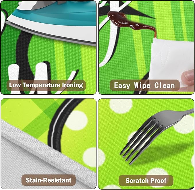 St Patricks Day Round Fitted Tablecloth with Elastic Green Shamrock Lucky Circle Table Cover for 36-40" Tables Spring Clover Wipeable Waterproof Washable Table Cloth for Party Picnic Dining Decor