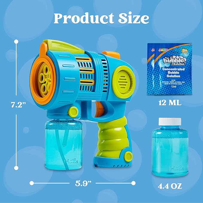 JOYIN Sloosh Kids Bubble Gun Machine with Refill Solution, 2 in 1 Automatic Bubble Maker Guns for Toddlers 1-3 Kids 4-8, Outdoor Toy, Adults, Party, Easter, Gift