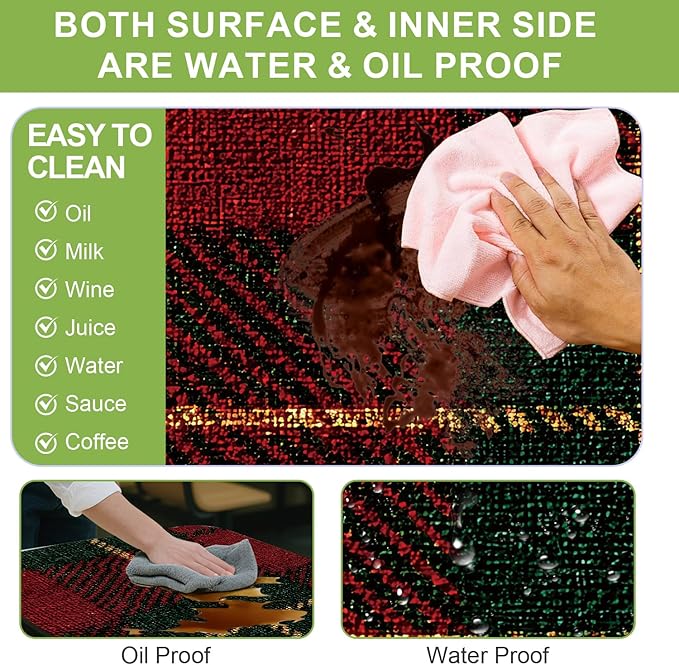 ANNA QUEEN 6FT Red Christmas Picnic Table Cover with Bench Covers Picnic Table Cover Set 3PCS 72"x30", Waterproof Outdoor Bench and Tablecloth Furniture Protection for Camping Beach BBQ