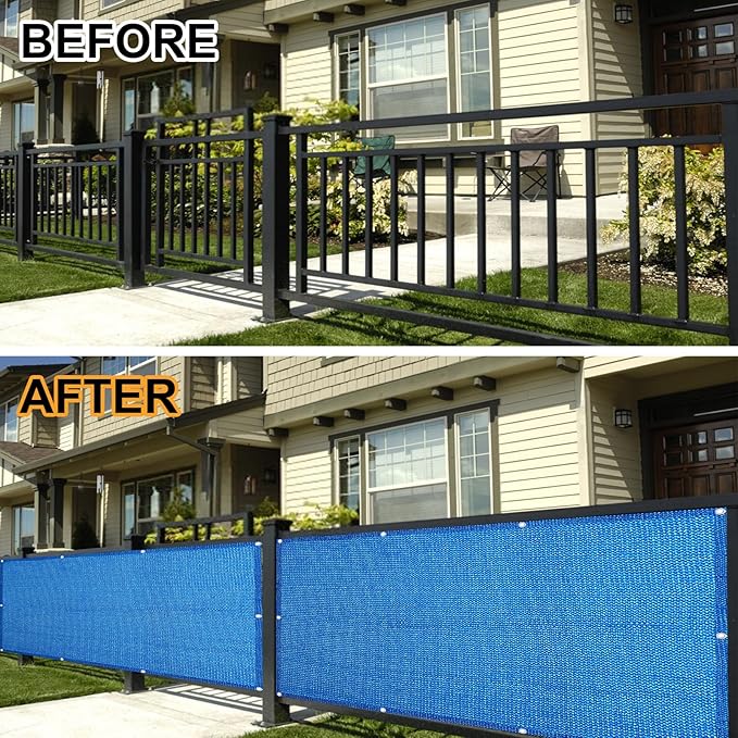Eden's Decor Balcony Privacy Screen Cover Mesh Windscreen Weather-Resistant UV Protection for Backyard Deck, Patio, Balcony, Pool, Porch, Fence, Railing, Gardening (Blue,4'2"x 15')