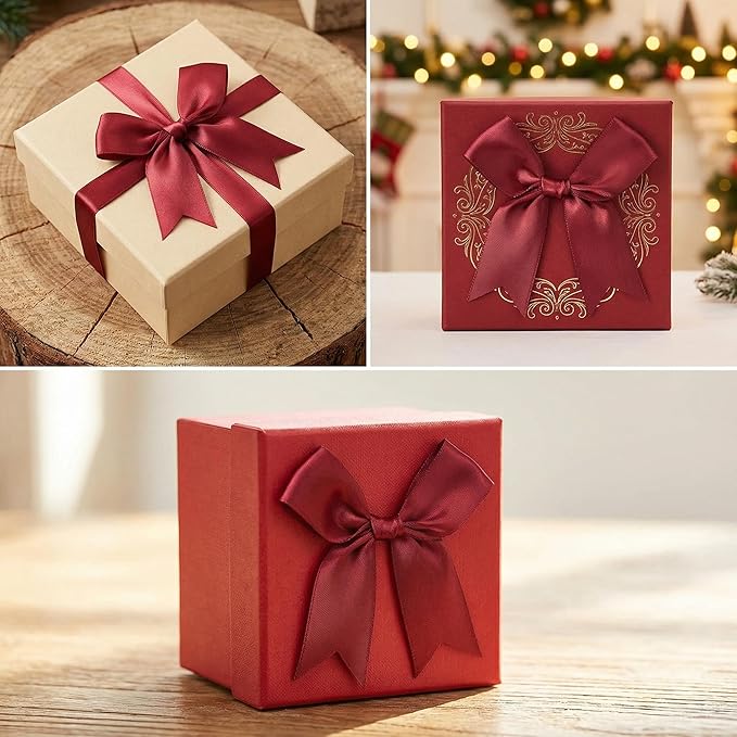 Red Gift Wrap Bows – 100pcs 3.3 Inch Elegant Satin Bows for Gift Wrapping, Wedding Decor, Baby Shower, Party Decorations, Birthday, Christmas, Anniversary, DIY Crafts, Gift Bags