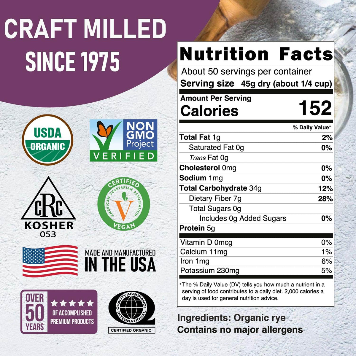 Great River Milling Organic Whole Grain Rye Berries, Non-GMO, 5 lb | Organic Whole Rye Berries for home-milled rye flour, sourdough bread, sprouting, soups, salads and pilaf; chewy cooked grain