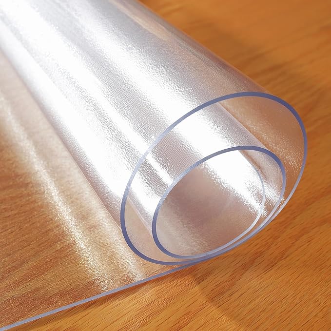 Frosted Clear Table Protector 44 x 84 Inch, 1.5mm Thick Plastic Table Cover, Waterproof PVC Clear Table Cover Protector, Desk Protector Mat, Writing Desk Pad for Desktop, Coffee & Dining Room Table