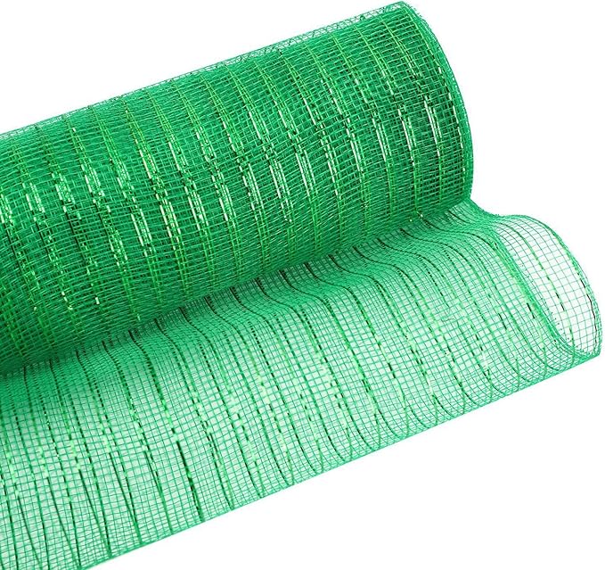 5 Rolls St Patricks Day Mesh Ribbon for Wreath, 10 Inch x 30FT Per Roll Metallic Foil Deco Mesh Rolls White Light Green Decorative Mesh for Spring Saint Patricks Day Christmas Party Decor