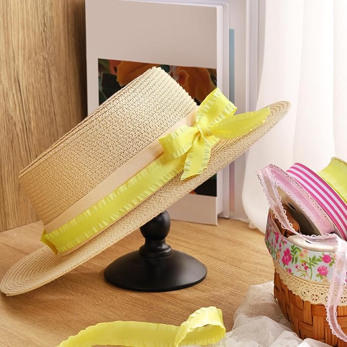 LaRibbons Spring Ribbon Set, Assorted Craft Ribbons 5 Yards Each, Multi-Width Decorative Ribbon for Gift Wrapping, DIY Bows, Easter Crafts, Floral Arrangements