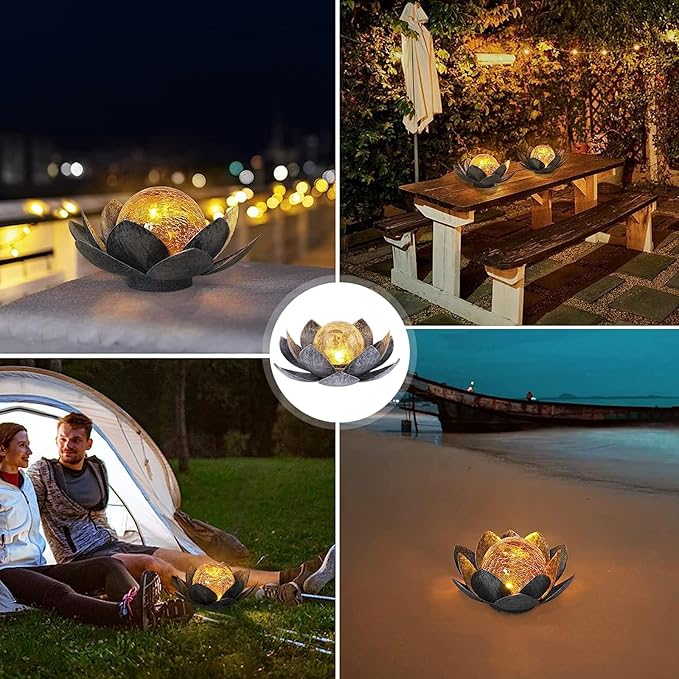 Solar Lanterns Outdoor Waterproof, Waterproof LED Metal Garden Decors for Patio, Yard, Lawn, Balcony, Outdoor Table, Ground