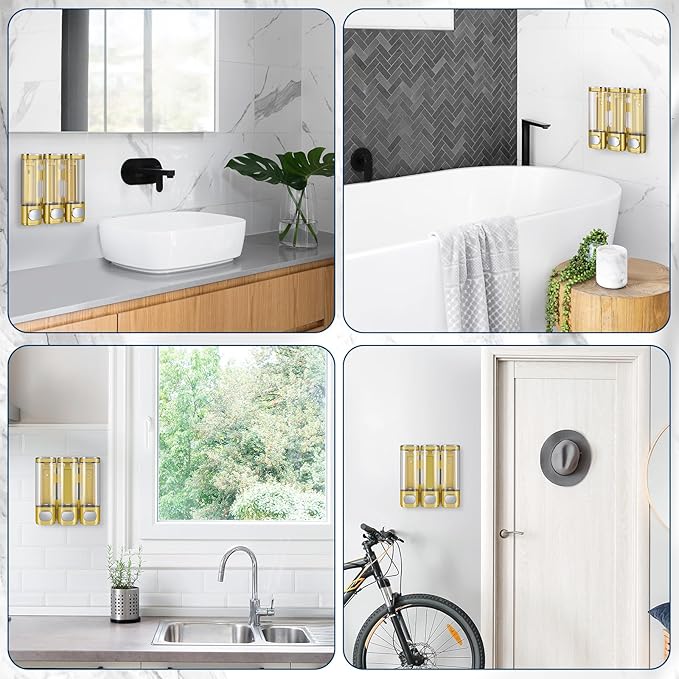 3-in-1 Room Wall Mounted Bathroom,Shower Pump Dispenser and Organizer,Dispensers for The Shower,Shampoo and Conditioner Dispenser,Shampoo Dispenser for Shower