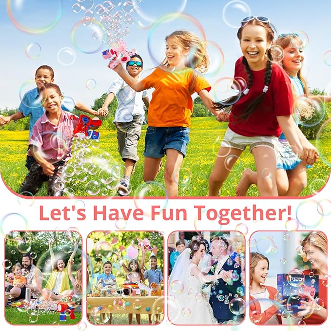Bubble Gun for Kids, 2 Pack Bubble Machine, Outdoor Summer Toys for Kids 3-8, Toddler Blaster with Powerful Motor, Light-Up Blower for Backyard, Beach, Pool, and Birthday
