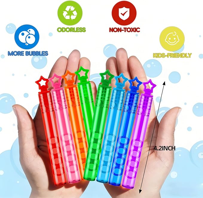32 Pcs Mini Bubble Wadns Party Favors for Kids,8-Color Bubble Stick, Thanksgiving and New Year, Theme Birthday, Wedding, Summer Girls and Boys Carnival, Outdoor Gifts for Students
