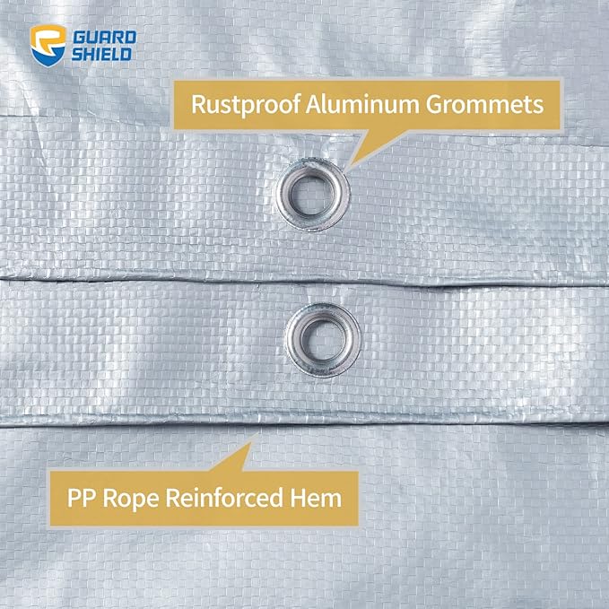 GUARD SHIELD Silver Tarp Waterproof 20x30 Feet Medium Duty All Purpose Poly Tarps Cover 7mil