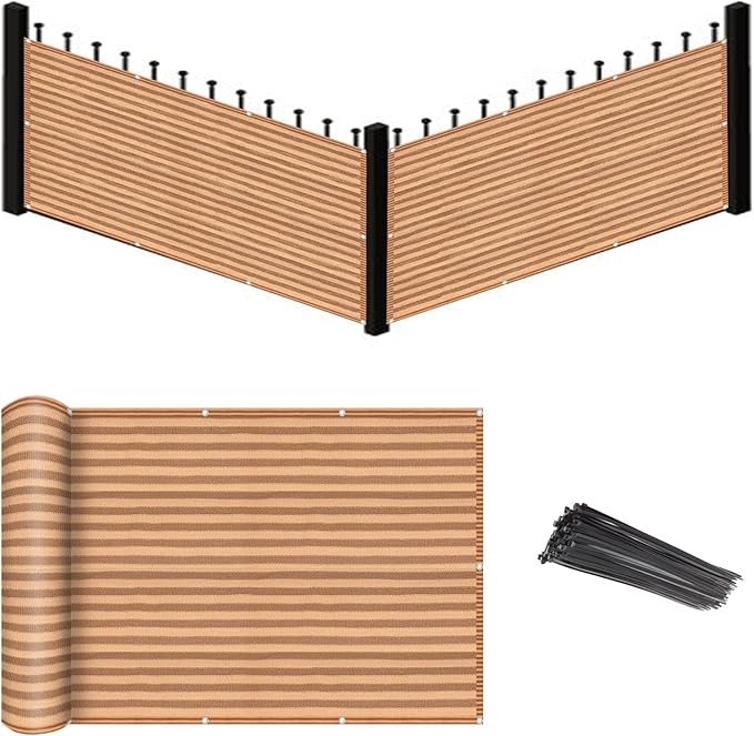 Eden's Decor Balcony Privacy Screen Brown/Khaki 4'x 35' Cover Mesh Windscreen Weather-Resistant UV Protection for Backyard Deck, Patio, Balcony, Pool, Porch, Fence, Railing, Gardening